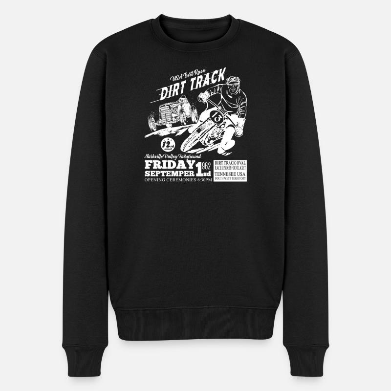 Tenessee Dirt Track Blanc - Pull Premium bio Homme - noir