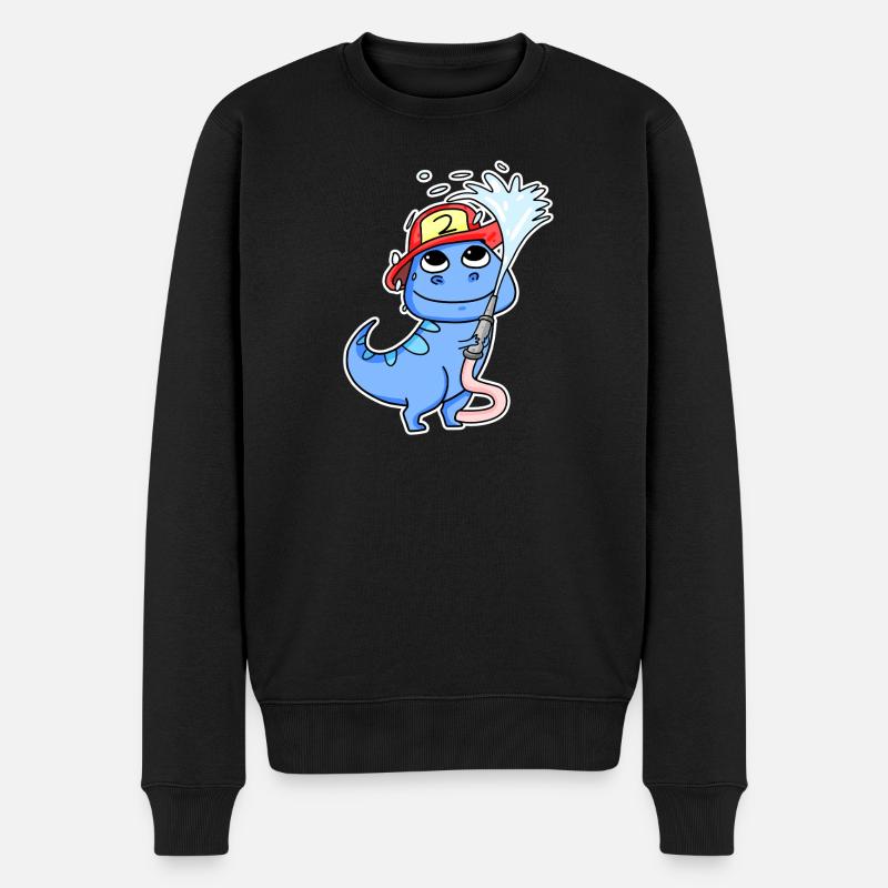 Feuerwehr Dino Motiv - Männer Premium Bio Pullover - Schwarz