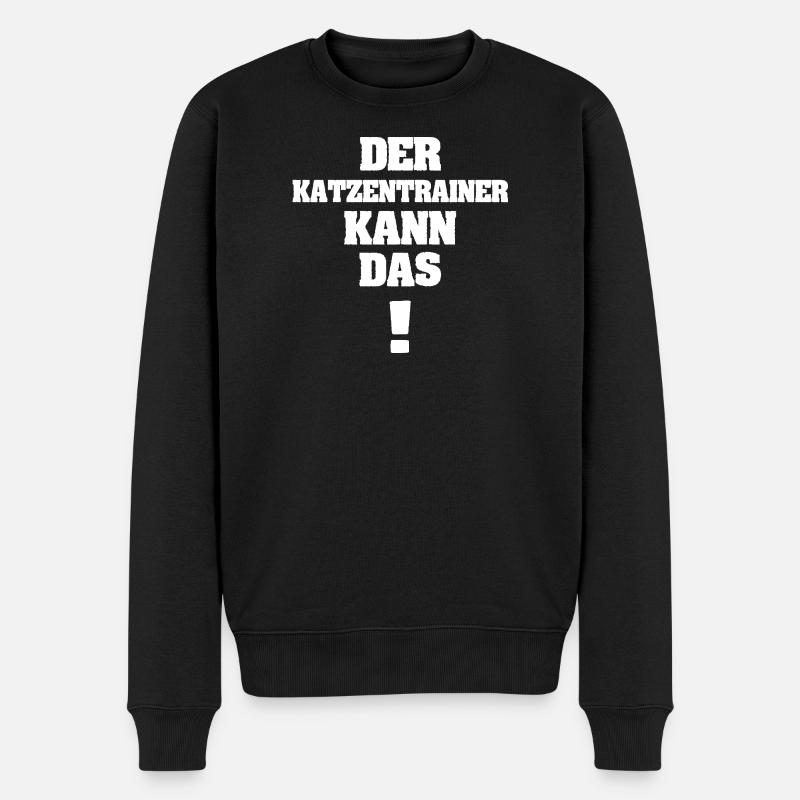 Lustig Katzentrainer - Männer Premium Bio Pullover - Schwarz