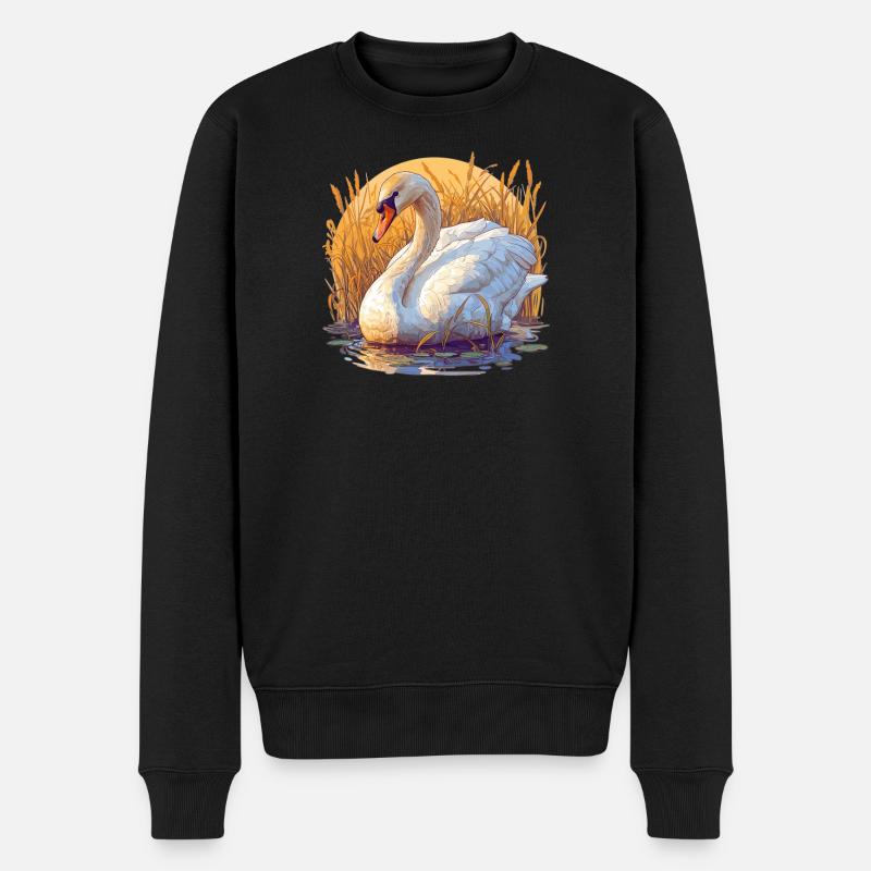 Schwäne Schwan - Männer Premium Bio Pullover - Schwarz
