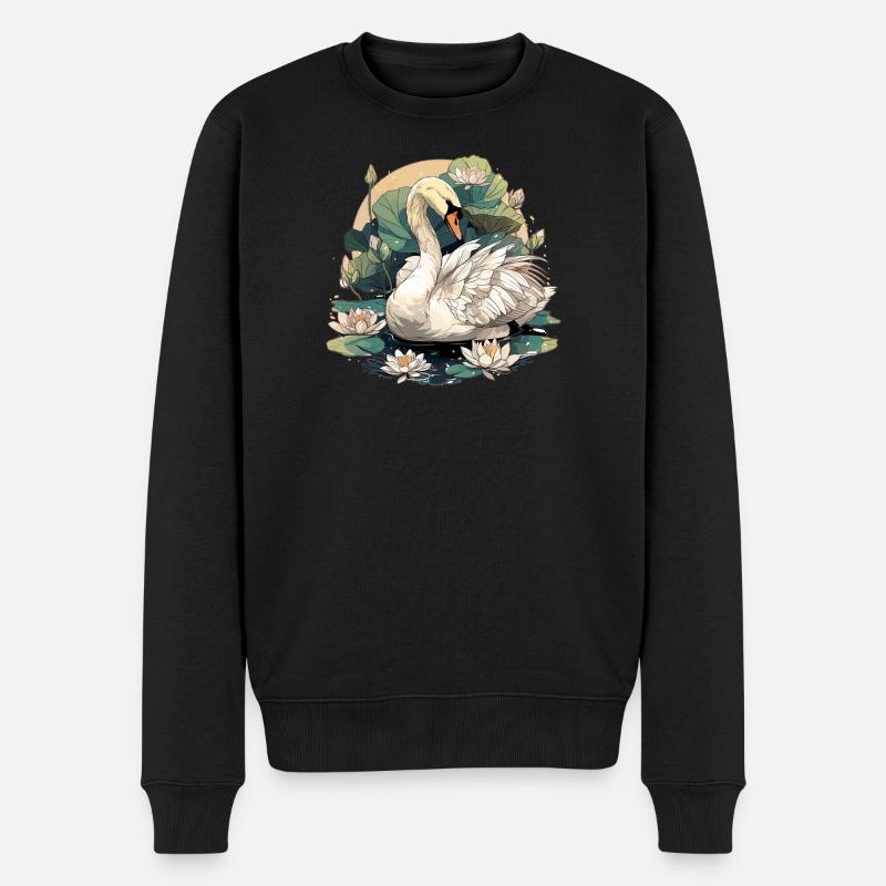 Schwäne Schwan - Männer Premium Bio Pullover - Schwarz