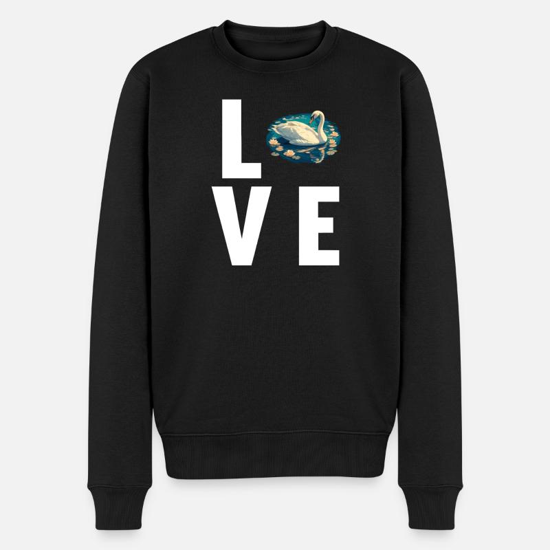 Schwäne Schwan - Männer Premium Bio Pullover - Schwarz