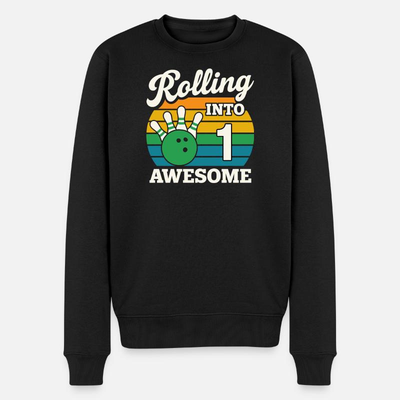 Bowling bis zum 1. Geburtstag - Männer Premium Bio Pullover - Schwarz