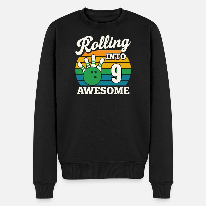 Rolling Into 9 Awesome Bowling Design - Männer Premium Bio Pullover - Schwarz
