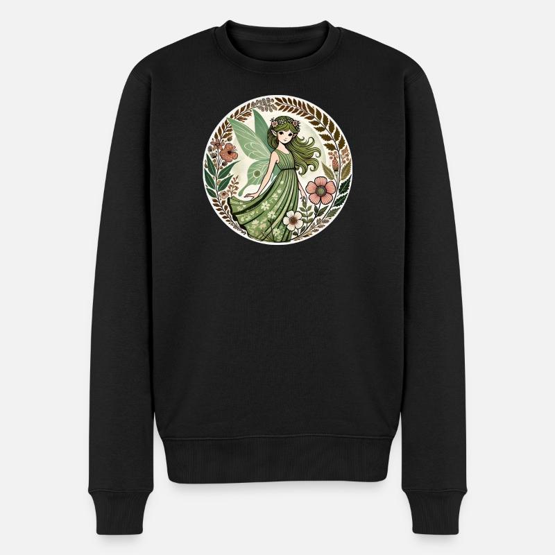 Verzauberte Waldfee Design - Männer Premium Bio Pullover - Schwarz