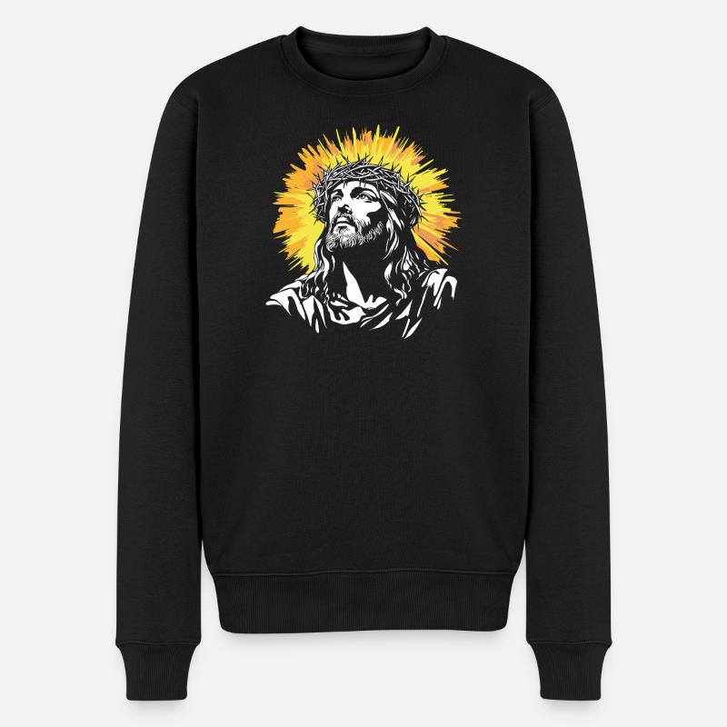 Motif du Saint Jésus-Christ - Pull Premium bio Homme - noir
