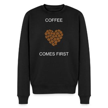 Kaffee zuerst dann alles täglich Priorität Design - Männer Premium Bio Pullover - Schwarz - Vorne - Nico (187cm)