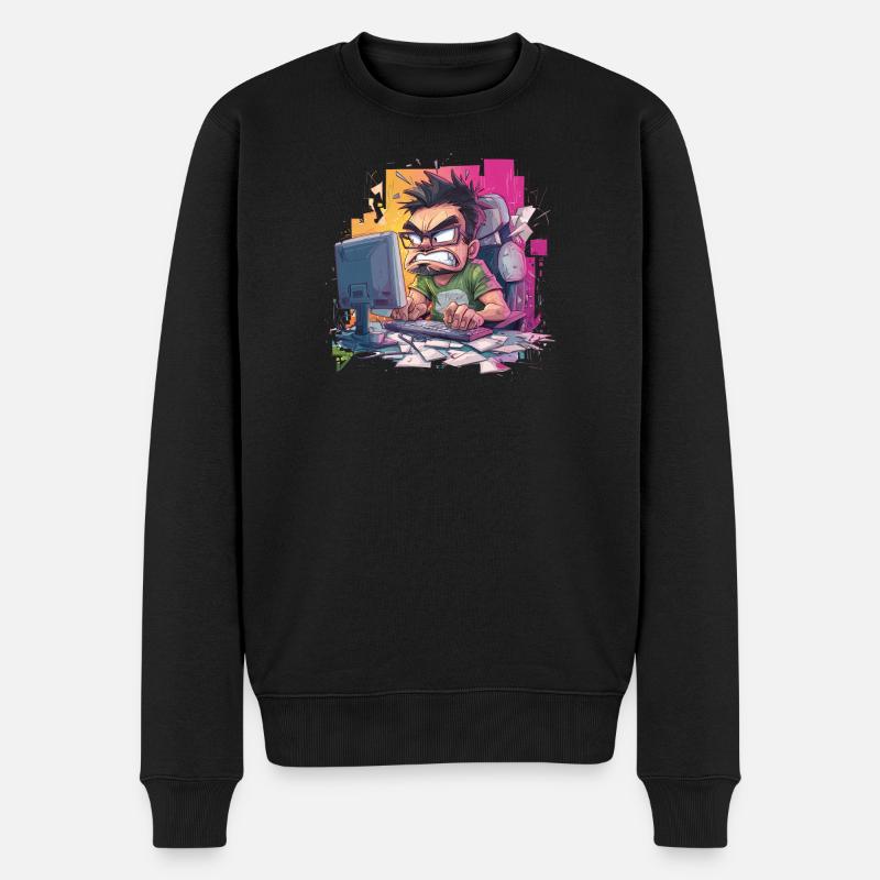 Gamer Rage – Wenn der Controller fliegt - Männer Premium Bio Pullover - Schwarz