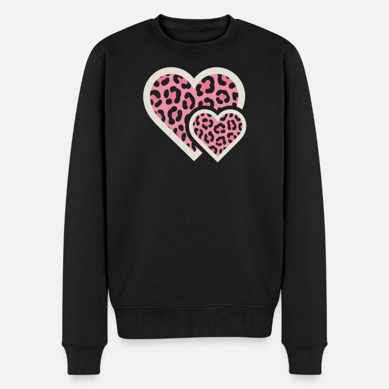 Motif léopard avec motif rose - Pull Premium bio Homme - noir