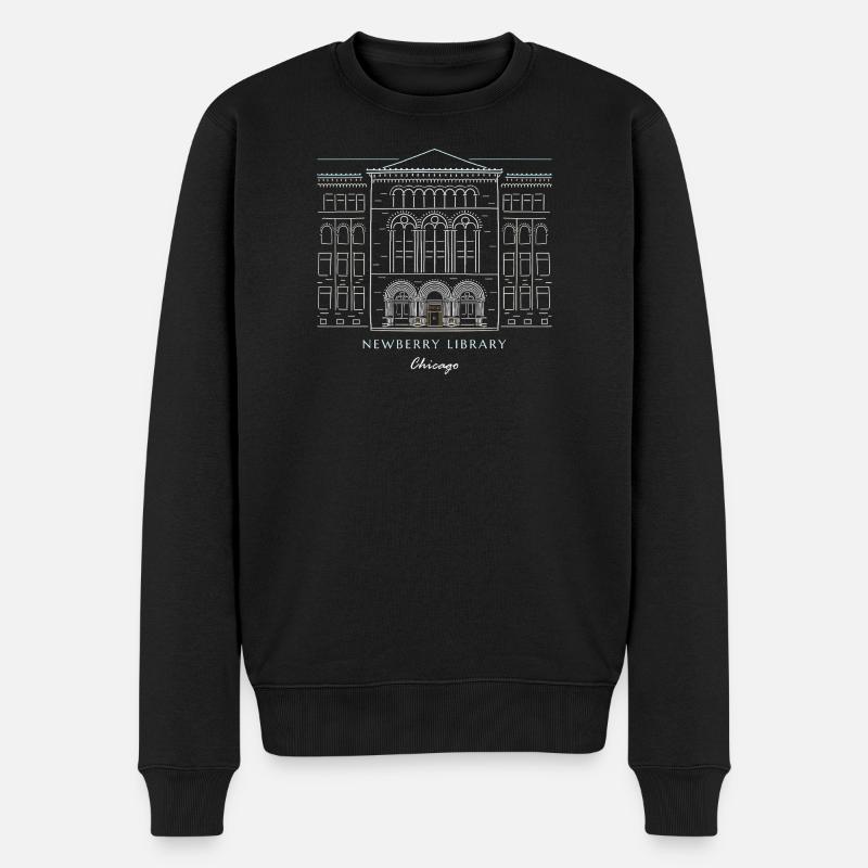 Historisches Chicago Bibliotheksdesign - Männer Premium Bio Pullover - Schwarz
