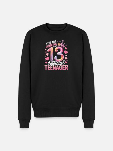 13th birthday teenager gift - Men's Premium Organic Jumper - black
