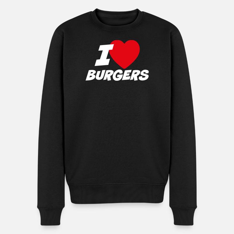 Ich liebe Burger - Männer Premium Bio Pullover - Schwarz