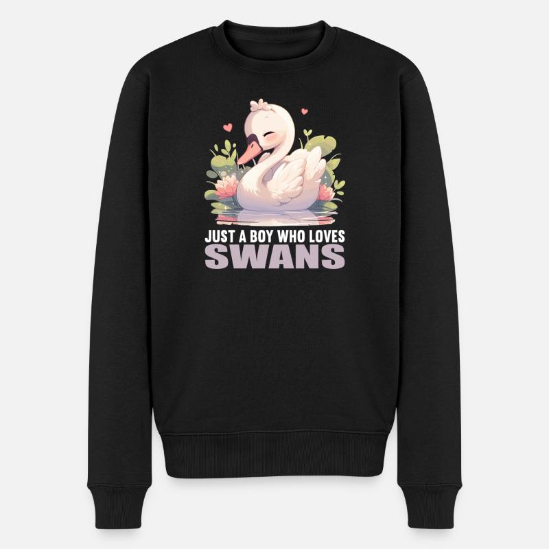 Schwäne Schwan - Männer Premium Bio Pullover - Schwarz