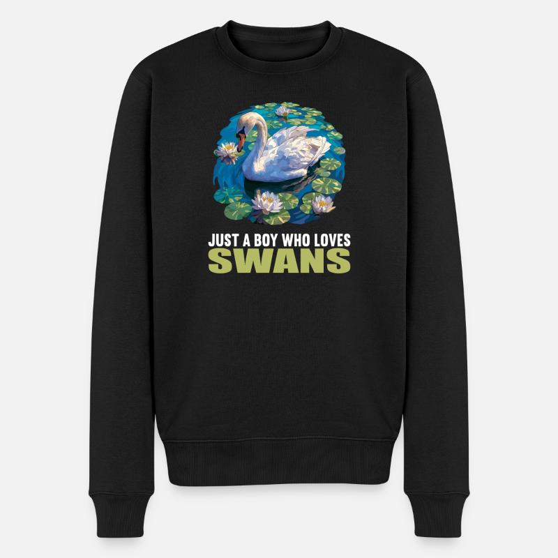 Schwäne Schwan - Männer Premium Bio Pullover - Schwarz