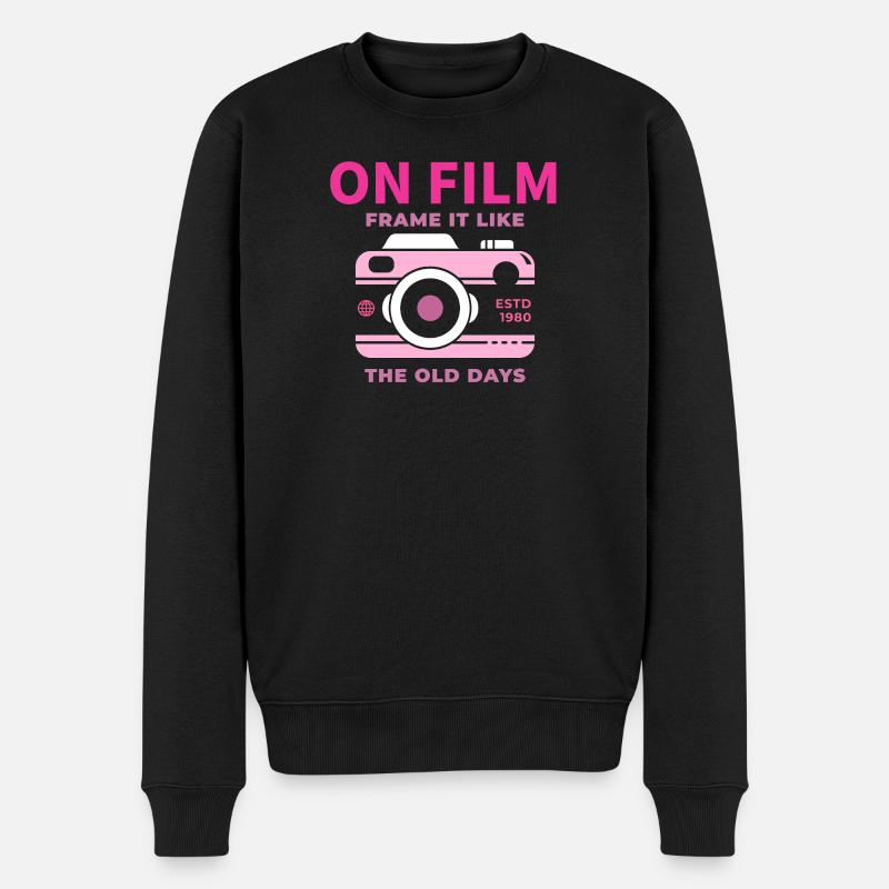 Retro Kamera Motiv Design - Männer Premium Bio Pullover - Schwarz