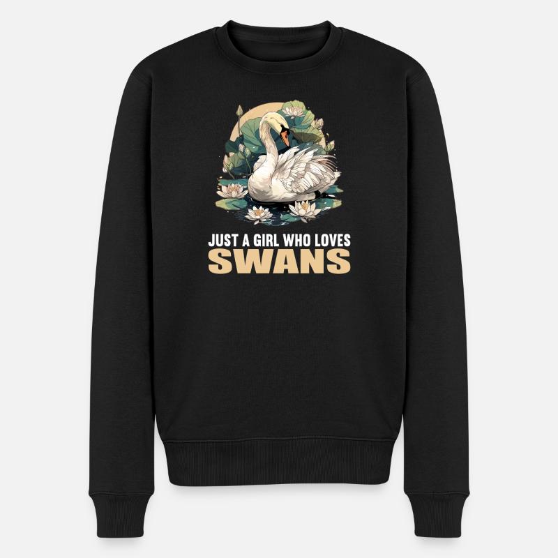 Schwäne Schwan - Männer Premium Bio Pullover - Schwarz