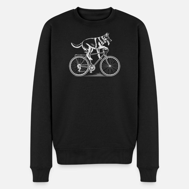 Berger allemand conduisant un vélo - Pull Premium bio Homme - noir