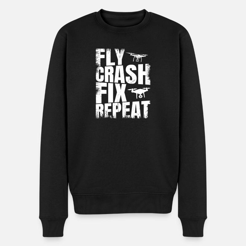 Fly_Crash_Fix_Repeat - Pull Premium bio Homme - noir