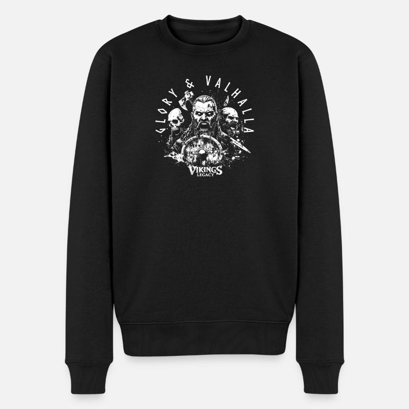 Glory & Valhalla - Männer Premium Bio Pullover - Schwarz