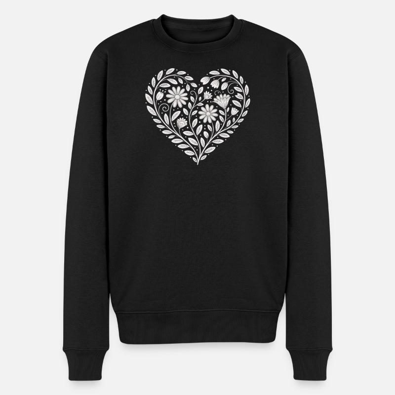 Blumenherz Muster Florist - Männer Premium Bio Pullover - Schwarz