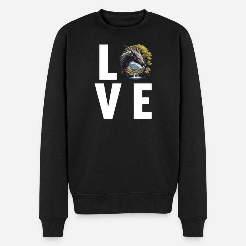 Drachen Drache - Männer Premium Bio Pullover - Schwarz