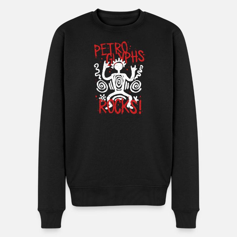 Petroglyphe Petroglyphen Piktogramme - Männer Premium Bio Pullover - Schwarz