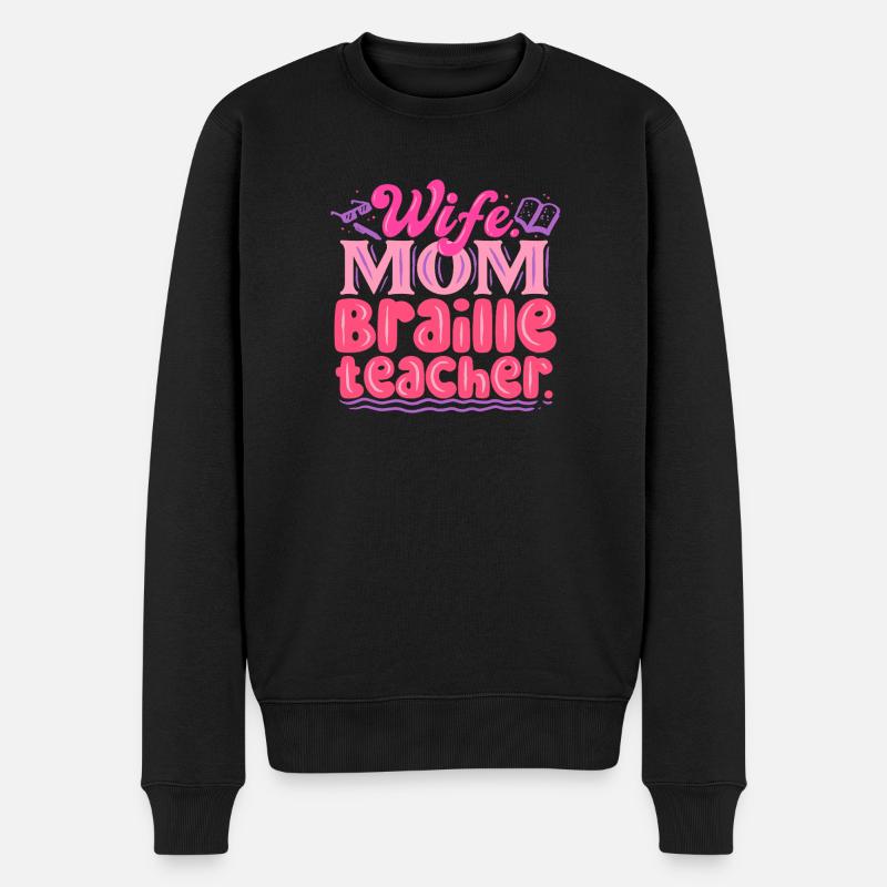 Braille Lehrer Blindenschrift Punktum - Männer Premium Bio Pullover - Schwarz