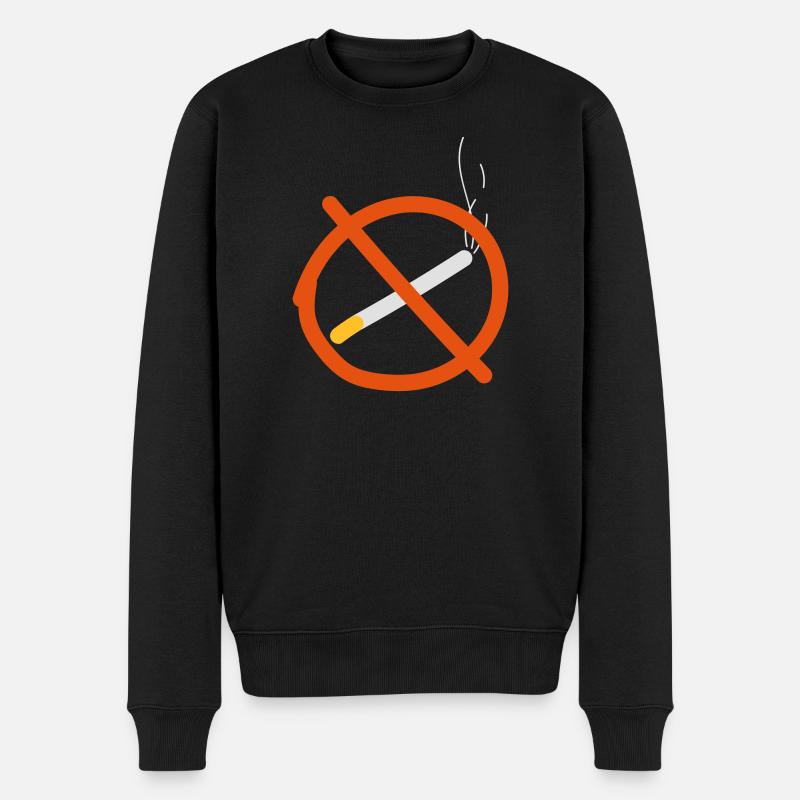 no smoking / nicht rauchen / cigarette / zigarette - Männer Premium Bio Pullover - Schwarz