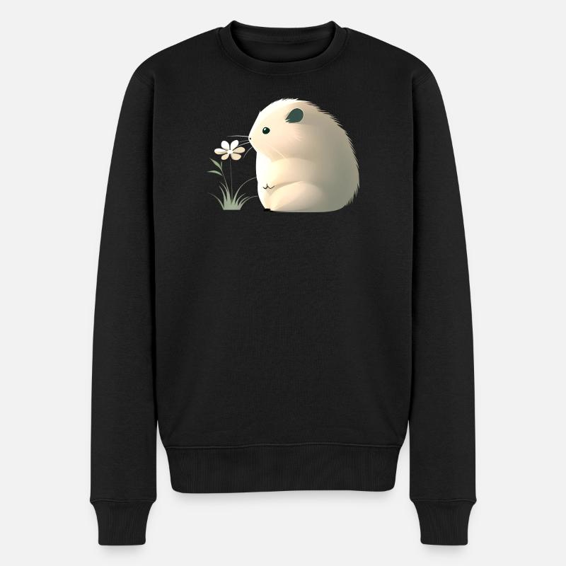 Sød hamster med blomst - Økologisk premium-sweatshirt til mænd - sort