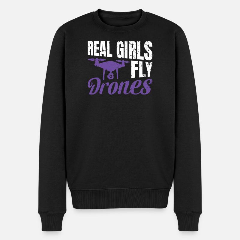 Les vraies filles pilotent des drones - Pull Premium bio Homme - noir