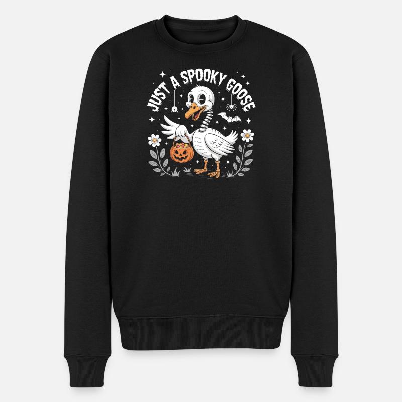 Nur eine gruselige Gans - Männer Premium Bio Pullover - Schwarz