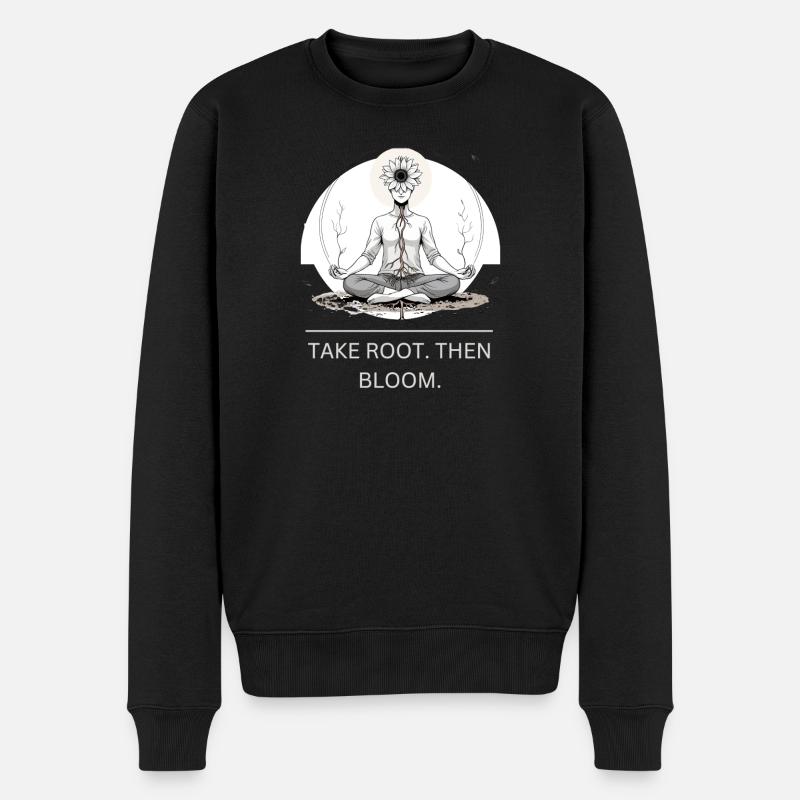 Méditation des racines Fleur Mandala - Pull Premium bio Homme - noir