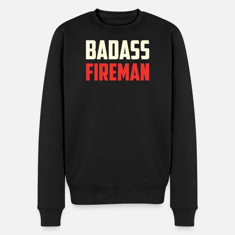 Kampflustiger Feuerwehr-Badass - Männer Premium Bio Pullover - Schwarz