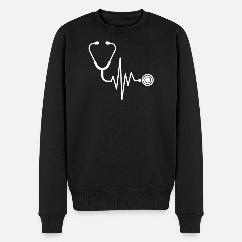 Herzschlag Stethoskop Medizin Design - Männer Premium Bio Pullover - Schwarz