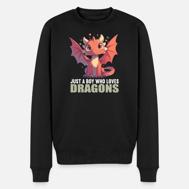Drachen Drache - Männer Premium Bio Pullover - Schwarz
