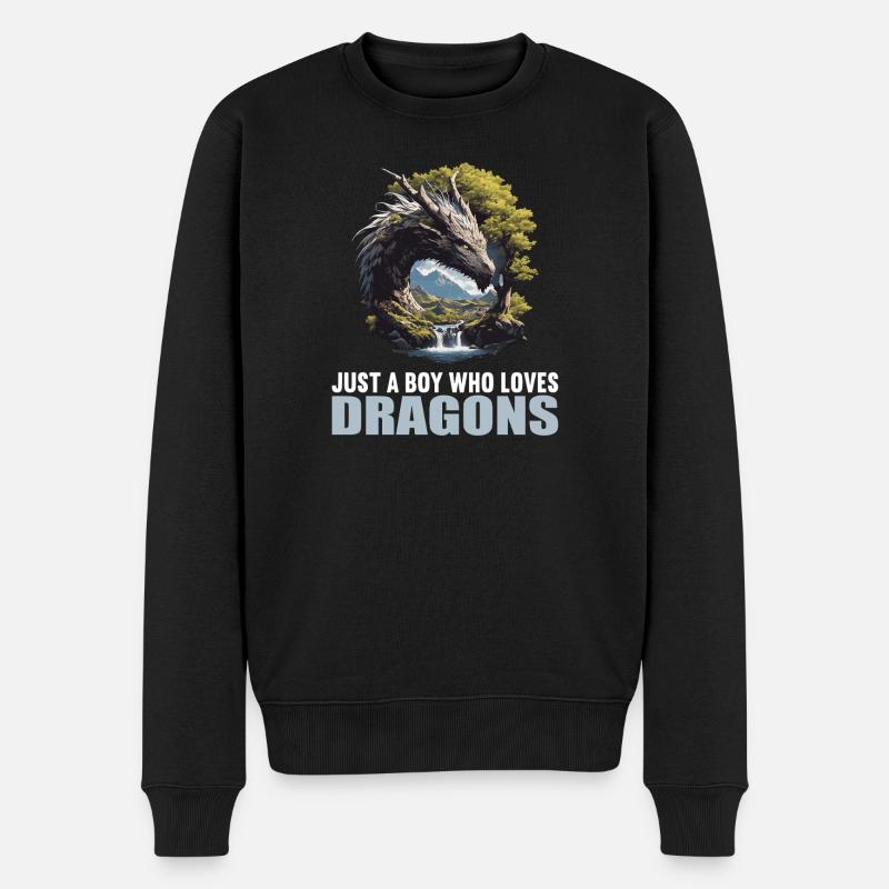 Drachen Drache - Männer Premium Bio Pullover - Schwarz