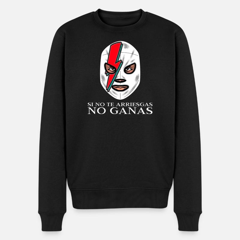 si_no_te_arriesgas_no_ganas - Männer Premium Bio Pullover - Schwarz