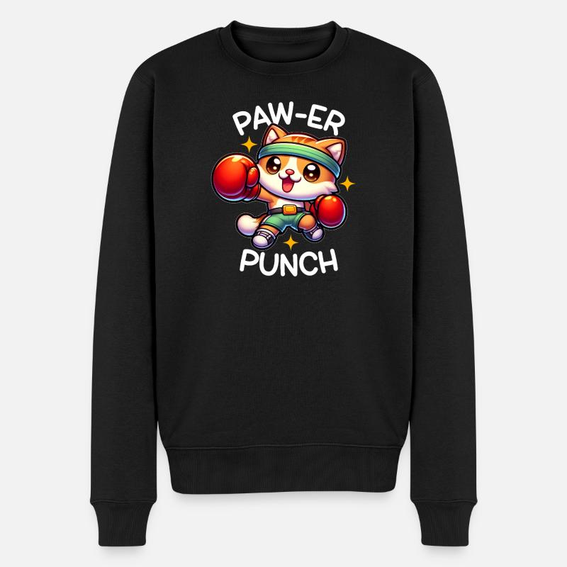 Chat boxer - Pull Premium bio Homme - noir