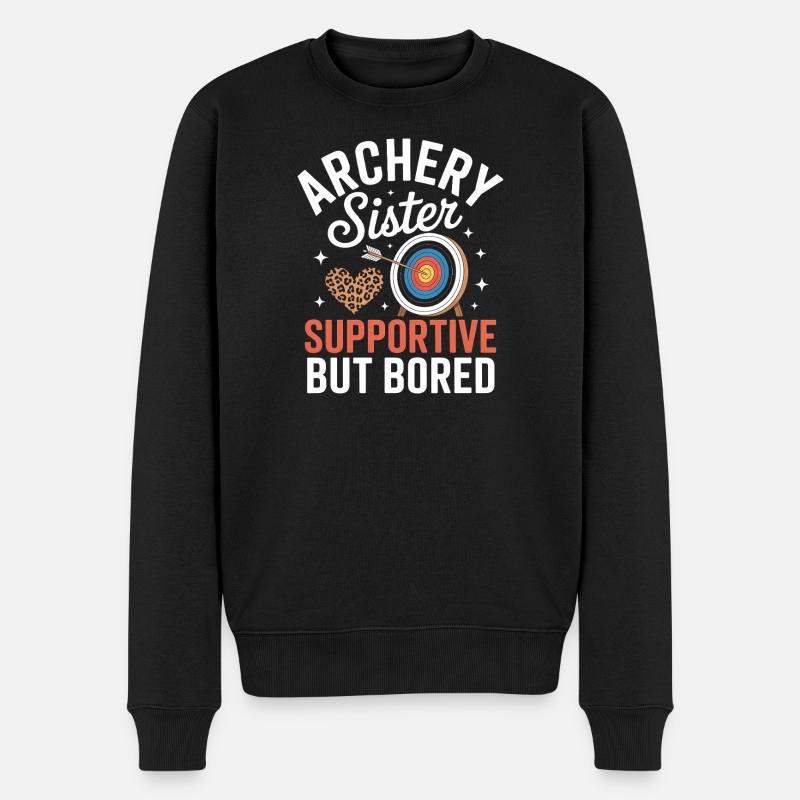 Bogenschießen Spruch Schwester Bogenschießen - Männer Premium Bio Pullover - Schwarz