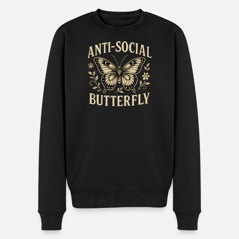 Illustration fidèle d'un papillon antisocial - Pull Premium bio Homme - noir