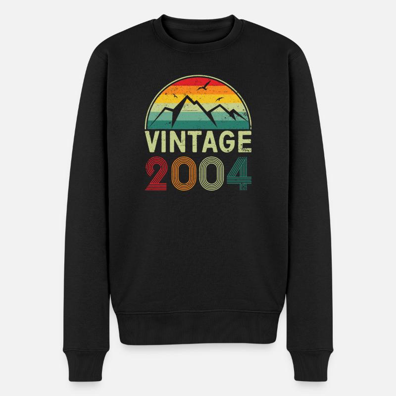 Retro-Berg-Sonnenuntergang-Design - Männer Premium Bio Pullover - Schwarz