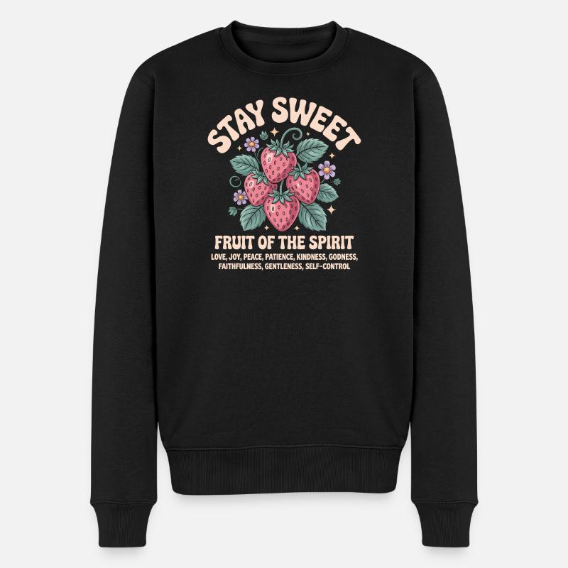 Bleib süße Frucht des Geistes - Männer Premium Bio Pullover - Schwarz