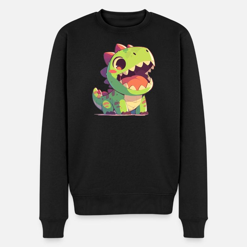 Dino Saurier Dinosaurier - Männer Premium Bio Pullover - Schwarz