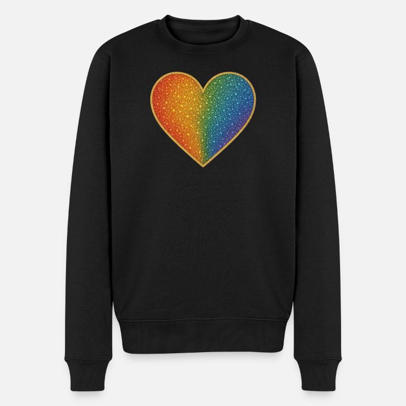 Conception de cœur arc-en-ciel étincelant - Pull Premium bio Homme - noir