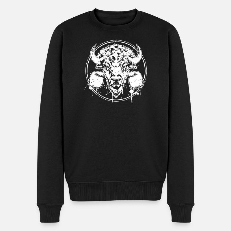 Bison Boxer Boxen MMA - Männer Premium Bio Pullover - Schwarz