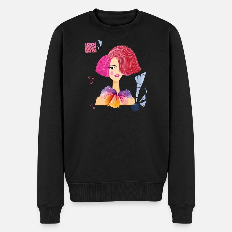 Mädchen Portrait  - Männer Premium Bio Pullover - Schwarz