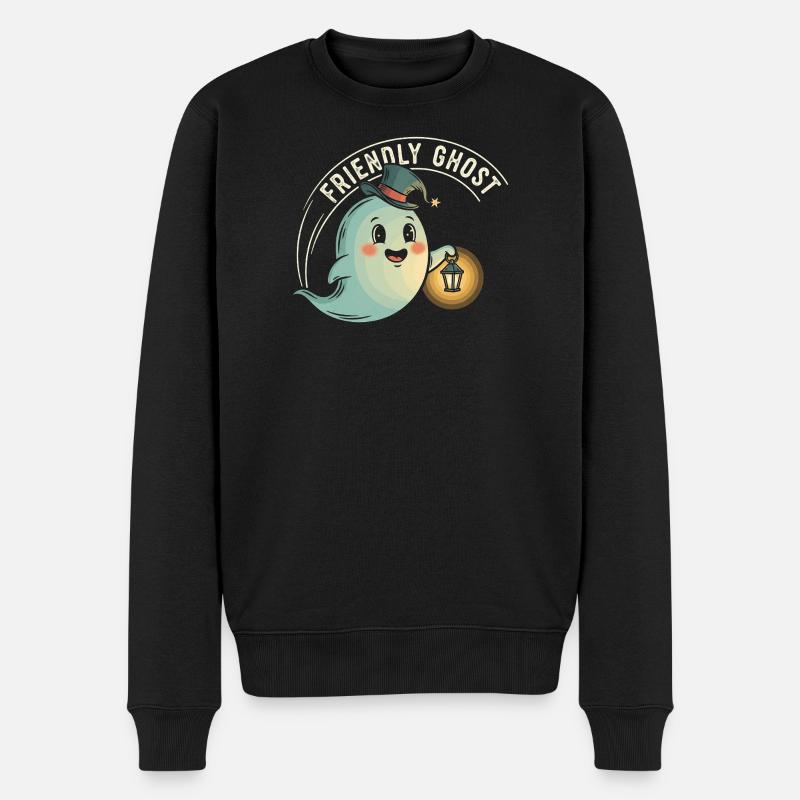 Fantôme amical avec lanterne - Pull Premium bio Homme - noir