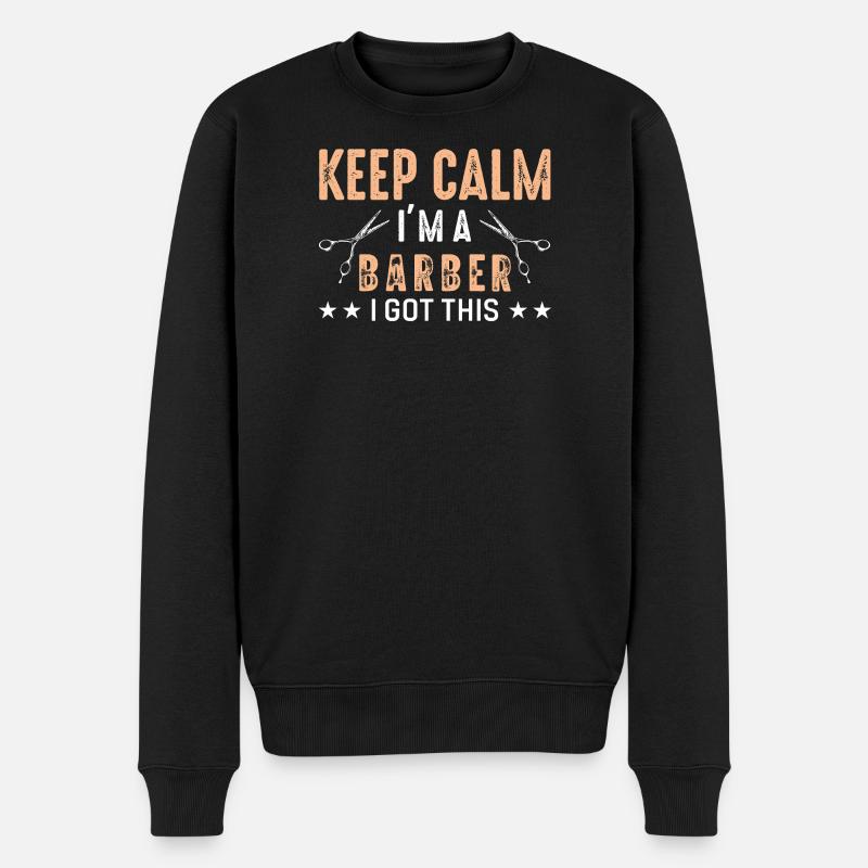 Barber keep calm - Männer Premium Bio Pullover - Schwarz