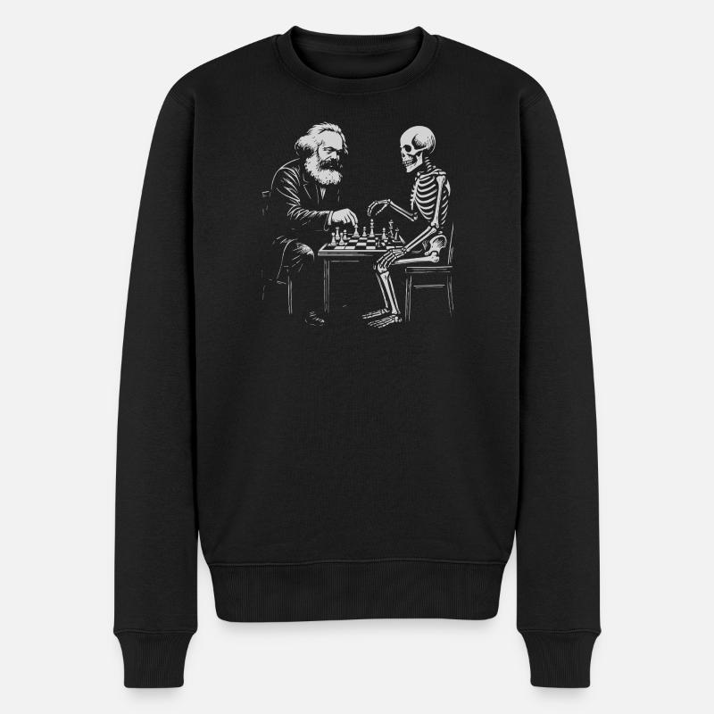 Karl Marx joue aux échecs avec du skeleton - Pull Premium bio Homme - noir