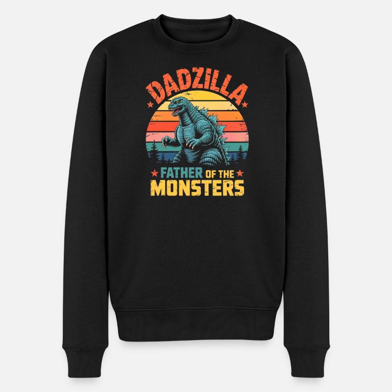 Dadzilla Père Des Monstres Rétro - Pull Premium bio Homme - noir